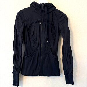 Lululemon Dance Studio black/grey reversible jacket women size 6 zip-up hoodie